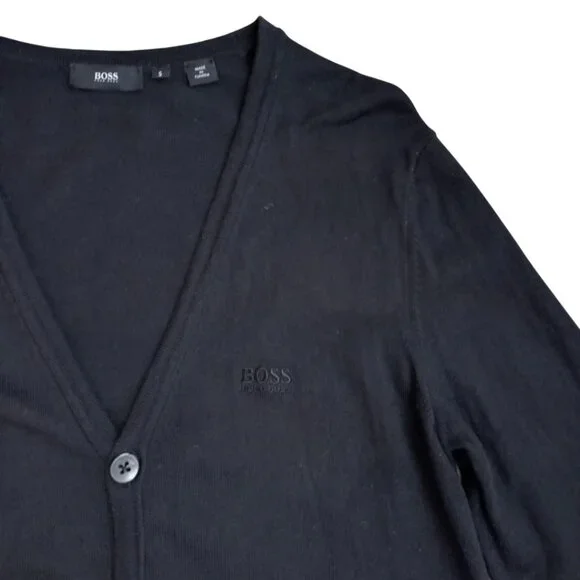 Hugo Boss Black Cardigan Sweater Men's Size S - Button Front Lightweight Classic